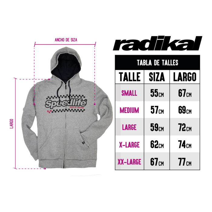 Campera Casual Friza Hot Rod Gris Radikal Racing Motocross - Imagen 5