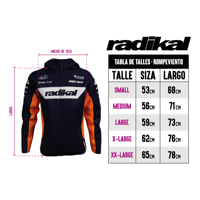Rompeviento Campera Iron Naranja-azul Radikal Racing - Imagen 4