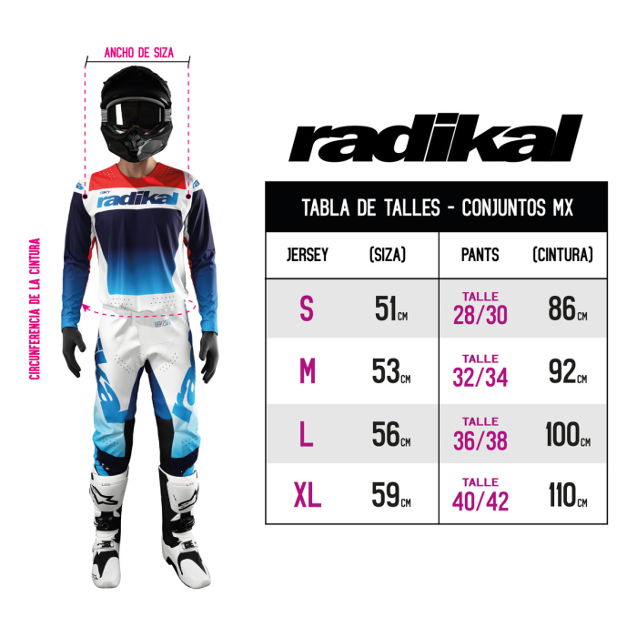 Conjunto Radikal Sky Azul - Motocross / Atv / Mx - Imagen 6