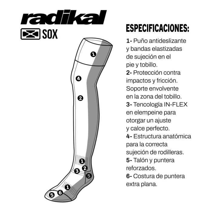 Medias Gris Radikal Racing Mx Mtb - Imagen 4