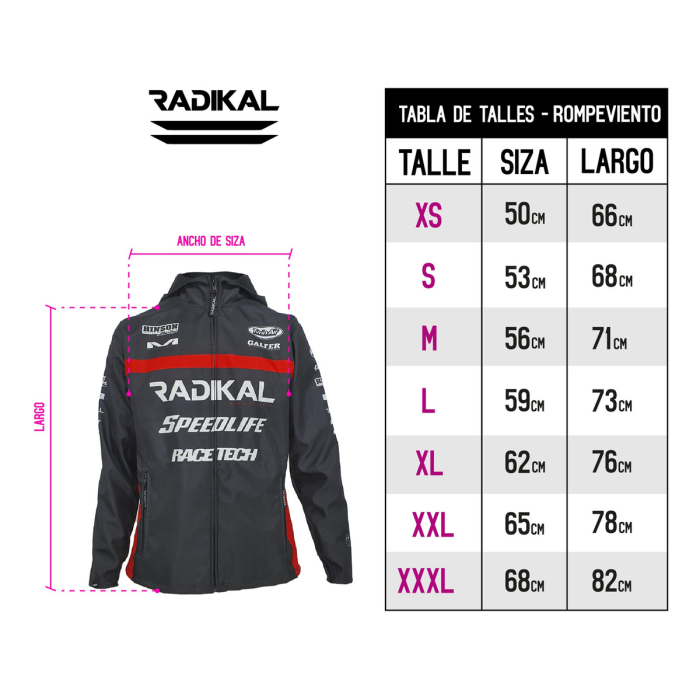Campera Rompeviento Race Negro Radikal - Imagen 5