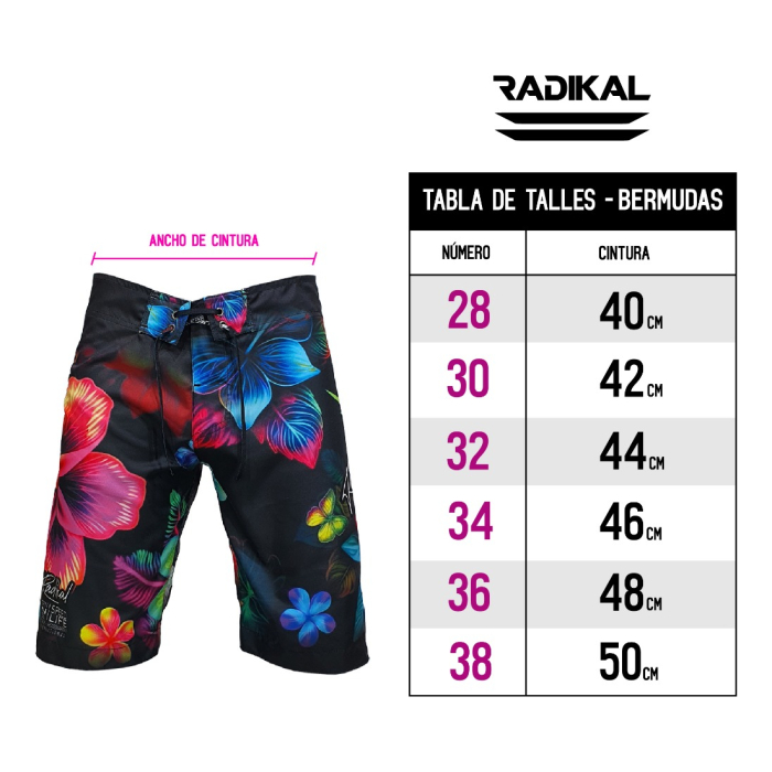 Bermuda Flowers Radikal Racing Casual/baño - Imagen 5